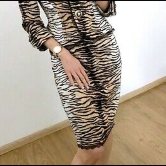 Escada Dresses & Skirts - Animal Print Skirt with Lace Trim  Tiger Print